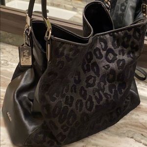 Coach Madison Ocelot Black Shoulder Bag